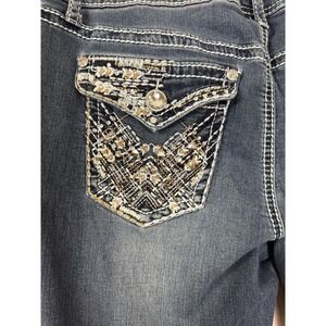VTG 90s Y2K Embellished Denim Bootcut Jeans 10 Midrise Retro Rhinestone Studded